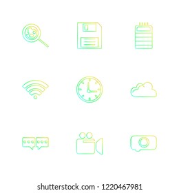 Set of 9 icons, for web, internet, mobile apps, interface design: business, finance, shopping, communication, fitness, computer, media, transportation, travel, easter, christmas, summer, device