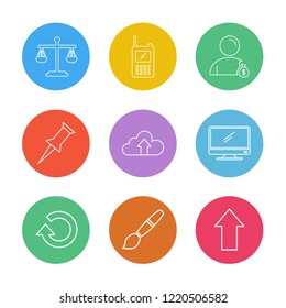 Set of 9 icons, for web, internet, mobile apps, interface design: business, finance, shopping, communication, fitness, computer, media, transportation, travel, easter, christmas, summer, device