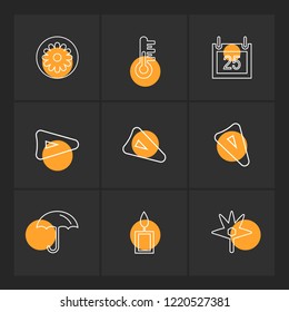 Set of 9 icons, for web, internet, mobile apps, interface design: business, finance, shopping, communication, fitness, computer, media, transportation, travel, easter, christmas, summer, device