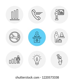 Set of 9 icons, for web, internet, mobile apps, interface design: business, finance, shopping, communication, fitness, computer, media, transportation, travel, easter, christmas, summer, device