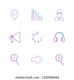 Set of 9 icons, for web, internet, mobile apps, interface design: business, finance, shopping, communication, fitness, computer, media, transportation, travel, easter, christmas, summer, device