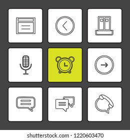Set of 9 icons, for web, internet, mobile apps, interface design: business, finance, shopping, communication, fitness, computer, media, transportation, travel, easter, christmas, summer, device