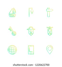 Set of 9 icons, for web, internet, mobile apps, interface design: business, finance, shopping, communication, fitness, computer, media, transportation, travel, easter, christmas, summer, device