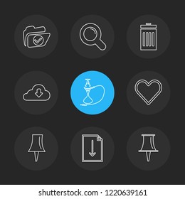 Set of 9 icons, for web, internet, mobile apps, interface design: business, finance, shopping, communication, fitness, computer, media, transportation, travel, easter, christmas, summer, device