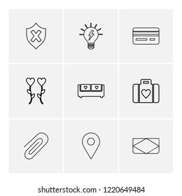 Set of 9 icons, for web, internet, mobile apps, interface design: business, finance, shopping, communication, fitness, computer, media, transportation, travel, easter, christmas, summer, device