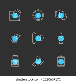 Set of 9 icons, for web, internet, mobile apps, interface design: business, finance, shopping, communication, fitness, computer, media, transportation, travel, easter, christmas, summer, device