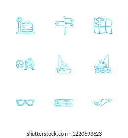 Set of 9 icons, for web, internet, mobile apps, interface design: business, finance, shopping, communication, fitness, computer, media, transportation, travel, easter, christmas, summer, device