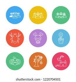 Set of 9 icons, for web, internet, mobile apps, interface design: business, finance, shopping, communication, fitness, computer, media, transportation, travel, easter, christmas, summer, device