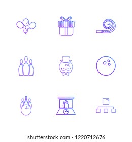 Set of 9 icons, for web, internet, mobile apps, interface design: business, finance, shopping, communication, fitness, computer, media, transportation, travel, easter, christmas, summer, device