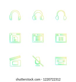 Set of 9 icons, for web, internet, mobile apps, interface design: business, finance, shopping, communication, fitness, computer, media, transportation, travel, easter, christmas, summer, device