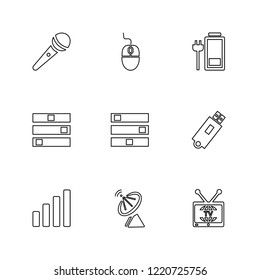 Set of 9 icons, for web, internet, mobile apps, interface design: business, finance, shopping, communication, fitness, computer, media, transportation, travel, easter, christmas, summer, device