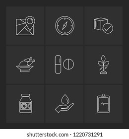 Set of 9 icons, for web, internet, mobile apps, interface design: business, finance, shopping, communication, fitness, computer, media, transportation, travel, easter, christmas, summer, device