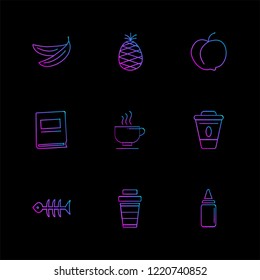 Set of 9 icons, for web, internet, mobile apps, interface design: business, finance, shopping, communication, fitness, computer, media, transportation, travel, easter, christmas, summer, device