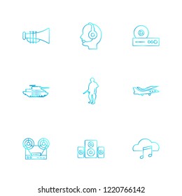 Set of 9 icons, for web, internet, mobile apps, interface design: business, finance, shopping, communication, fitness, computer, media, transportation, travel, easter, christmas, summer, device
