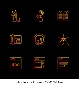 Set of 9 icons, for web, internet, mobile apps, interface design: business, finance, shopping, communication, fitness, computer, media, transportation, travel, easter, christmas, summer, device