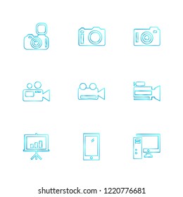Set of 9 icons, for web, internet, mobile apps, interface design: business, finance, shopping, communication, fitness, computer, media, transportation, travel, easter, christmas, summer, device