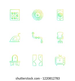 Set of 9 icons, for web, internet, mobile apps, interface design: business, finance, shopping, communication, fitness, computer, media, transportation, travel, easter, christmas, summer, device