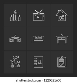 Set of 9 icons, for web, internet, mobile apps, interface design: business, finance, shopping, communication, fitness, computer, media, transportation, travel, easter, christmas, summer, device
