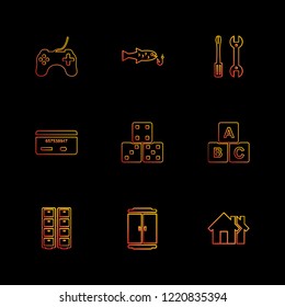 Set of 9 icons, for web, internet, mobile apps, interface design: business, finance, shopping, communication, fitness, computer, media, transportation, travel, easter, christmas, summer, device