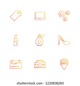 Set of 9 icons, for web, internet, mobile apps, interface design: business, finance, shopping, communication, fitness, computer, media, transportation, travel, easter, christmas, summer, device