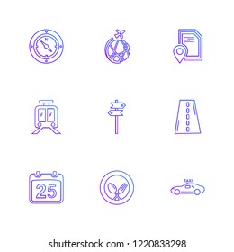 Set of 9 icons, for web, internet, mobile apps, interface design: business, finance, shopping, communication, fitness, computer, media, transportation, travel, easter, christmas, summer, device