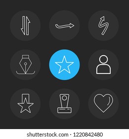 Set of 9 icons, for web, internet, mobile apps, interface design: business, finance, shopping, communication, fitness, computer, media, transportation, travel, easter, christmas, summer, device
