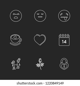 Set of 9 icons, for web, internet, mobile apps, interface design: business, finance, shopping, communication, fitness, computer, media, transportation, travel, easter, christmas, summer, device