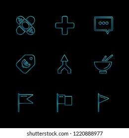 Set of 9 icons, for web, internet, mobile apps, interface design: business, finance, shopping, communication, fitness, computer, media, transportation, travel, easter, christmas, summer, device