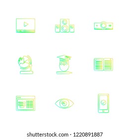 Set of 9 icons, for web, internet, mobile apps, interface design: business, finance, shopping, communication, fitness, computer, media, transportation, travel, easter, christmas, summer, device
