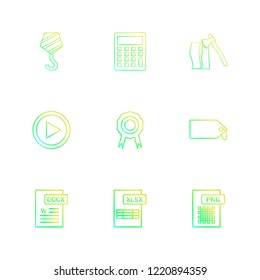 Set of 9 icons, for web, internet, mobile apps, interface design: business, finance, shopping, communication, fitness, computer, media, transportation, travel, easter, christmas, summer, device