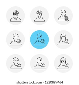 Set of 9 icons, for web, internet, mobile apps, interface design: business, finance, shopping, communication, fitness, computer, media, transportation, travel, easter, christmas, summer, device