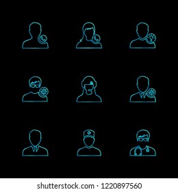 Set of 9 icons, for web, internet, mobile apps, interface design: business, finance, shopping, communication, fitness, computer, media, transportation, travel, easter, christmas, summer, device