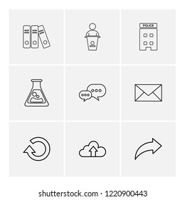 Set of 9 icons, for web, internet, mobile apps, interface design: business, finance, shopping, communication, fitness, computer, media, transportation, travel, easter, christmas, summer, device