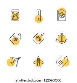 Set of 9 icons, for web, internet, mobile apps, interface design: business, finance, shopping, communication, fitness, computer, media, transportation, travel, easter, christmas, summer, device