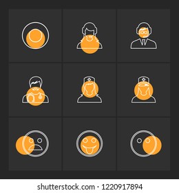 Set of 9 icons, for web, internet, mobile apps, interface design: business, finance, shopping, communication, fitness, computer, media, transportation, travel, easter, christmas, summer, device