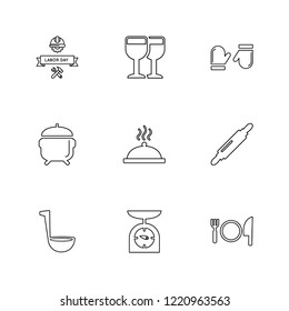 Set of 9 icons, for web, internet, mobile apps, interface design: business, finance, shopping, communication, fitness, computer, media, transportation, travel, easter, christmas, summer, device
