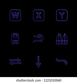 Set of 9 icons, for web, internet, mobile apps, interface design: business, finance, shopping, communication, fitness, computer, media, transportation, travel, easter, christmas, summer, device