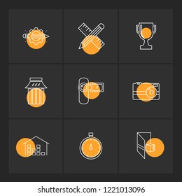 Set of 9 icons, for web, internet, mobile apps, interface design: business, finance, shopping, communication, fitness, computer, media, transportation, travel, easter, christmas, summer, device