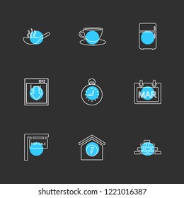 Set of 9 icons, for web, internet, mobile apps, interface design: business, finance, shopping, communication, fitness, computer, media, transportation, travel, easter, christmas, summer, device