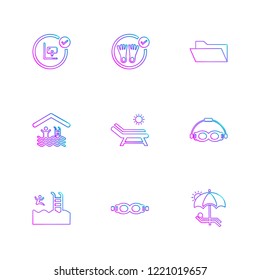 Set of 9 icons, for web, internet, mobile apps, interface design: business, finance, shopping, communication, fitness, computer, media, transportation, travel, easter, christmas, summer, device