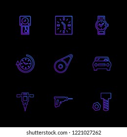 Set of 9 icons, for web, internet, mobile apps, interface design: business, finance, shopping, communication, fitness, computer, media, transportation, travel, easter, christmas, summer, device