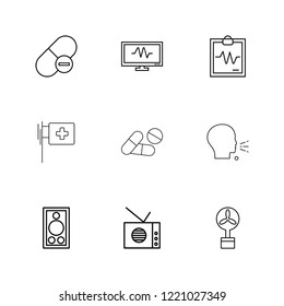 Set of 9 icons, for web, internet, mobile apps, interface design: business, finance, shopping, communication, fitness, computer, media, transportation, travel, easter, christmas, summer, device