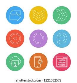 Set of 9 icons, for web, internet, mobile apps, interface design: business, finance, shopping, communication, fitness, computer, media, transportation, travel, easter, christmas, summer, device