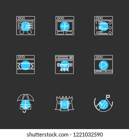 Set of 9 icons, for web, internet, mobile apps, interface design: business, finance, shopping, communication, fitness, computer, media, transportation, travel, easter, christmas, summer, device