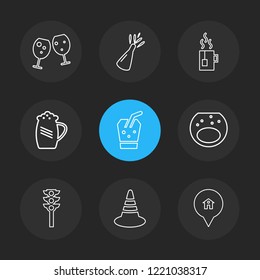 Set of 9 icons, for web, internet, mobile apps, interface design: business, finance, shopping, communication, fitness, computer, media, transportation, travel, easter, christmas, summer, device