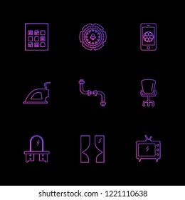 Set of 9 icons, for web, internet, mobile apps, interface design: business, finance, shopping, communication, fitness, computer, media, transportation, travel, easter, christmas, summer, device