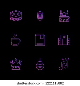 Set of 9 icons, for web, internet, mobile apps, interface design: business, finance, shopping, communication, fitness, computer, media, transportation, travel, easter, christmas, summer, device