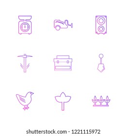 Set of 9 icons, for web, internet, mobile apps, interface design: business, finance, shopping, communication, fitness, computer, media, transportation, travel, easter, christmas, summer, device