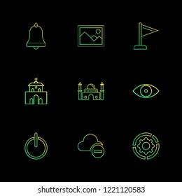 Set of 9 icons, for web, internet, mobile apps, interface design: business, finance, shopping, communication, fitness, computer, media, transportation, travel, easter, christmas, summer, device