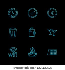 Set of 9 icons, for web, internet, mobile apps, interface design: business, finance, shopping, communication, fitness, computer, media, transportation, travel, easter, christmas, summer, device